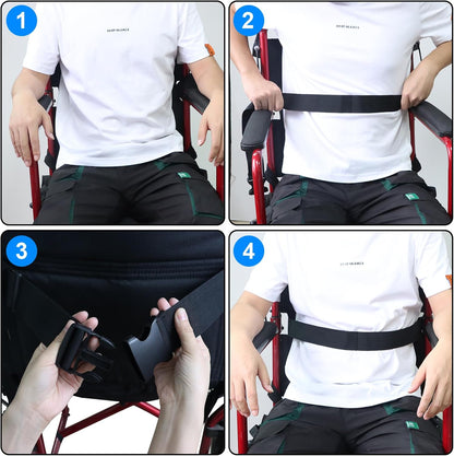 Wheelchair Safety Belt 60" Adjustable Length Wheelchair Safety Harness Anti-Fall Wheelchair Seat Belt Restraints Safety for Elderly, Adults, Child