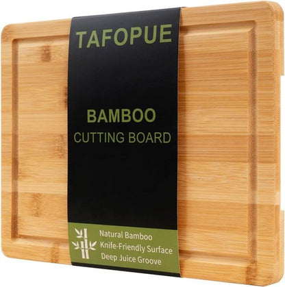 Bamboo Cutting Board - Lightweight 12x9 Inch Chopping Board with Juice Groove & Handle | Ideal for Fruits, Vegetables, Meat & Serving
