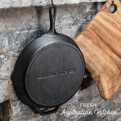 Fresh Australian Kitchen 12" Cast Iron Skillet - Nonstick Pre-Seasoned Frying Pan for Versatile Cooking