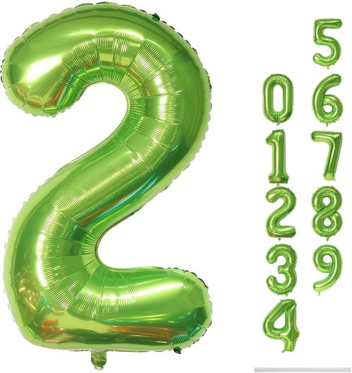 Green 40-Inch Giant Helium Foil Number Balloons | Self-Inflating 0-9 Digits for Birthday & Anniversary Celebrations