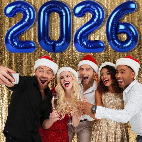2026 Navy Blue Number Balloon - 40 Inch Party Decoration for New Year's Eve & Graduation Celebrations