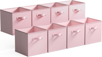 GRANNY SAYS Cube Storage Bins - 11-Inch Collapsible Fabric Organizers with Handle | Pink, 8-Pack