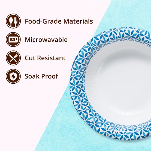 MATICAN Paper Bowls 12 oz, 150-Count Disposable Bowls, Heavy Duty Soak-Proof and Microwave-Safe Paper Bowls with Infinity Petal Design, Great for Soup, Salad, Snacks, and Party Use