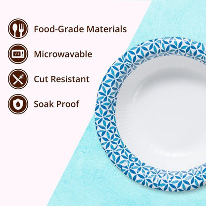 MATICAN Paper Bowls 12 oz, 150-Count Disposable Bowls, Heavy Duty Soak-Proof and Microwave-Safe Paper Bowls with Infinity Petal Design, Great for Soup, Salad, Snacks, and Party Use