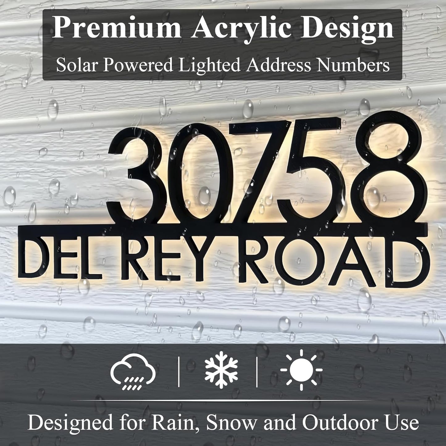 Personalized Acrylic Address Sign by Light Up | Waterproof LED House Numbers - 4-6 Inch Backlit Custom Design