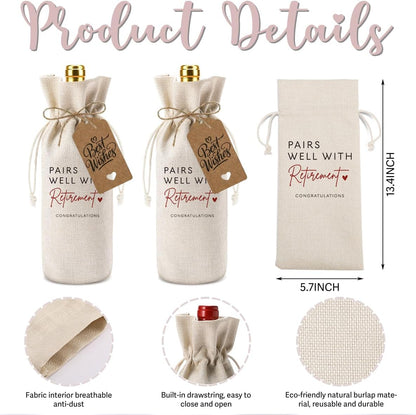 XFW 1Pcs Retirement Wine Bag Retirement Gifts for Women Men Pairs Well With Retirement Wine Bag Farewell Gifts for Coworkers Going Away Gift for Friends Boss