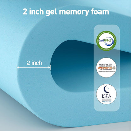 Skiennix Dual Layer Memory Foam Mattress Topper - 3 Inch Queen Size with Cooling Gel & Pillow Top