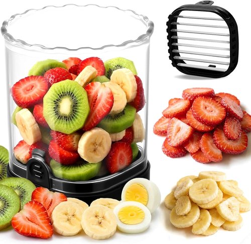 Hendiy Strawberry Slicer - Stainless Steel Blades | Versatile Egg & Fruit Cutter | Black, 1-Pack