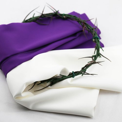 LYFOOHEART Wearable Crown of Thorns - 8 Inch Purple & White Cloth | Biblical Jesus Thorn Crown for Easter & Church Drama