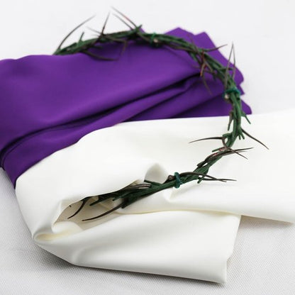 LYFOOHEART Wearable Crown of Thorns - 8 Inch Purple & White Cloth | Biblical Jesus Thorn Crown for Easter & Church Drama