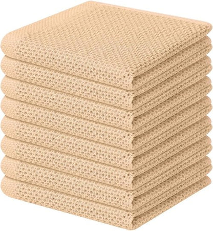 Homaxy 100% Cotton Waffle Weave Dish Cloths - Ultra Soft & Absorbent Quick Drying Towels | 12 x 12 Inches, 8-Pack, Apricot