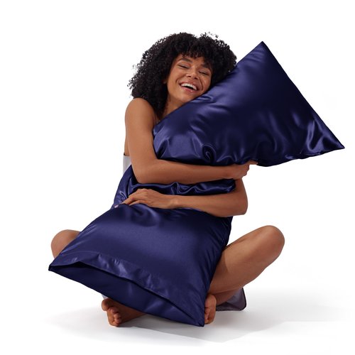 Bedsure Body Pillow Cover 20x54 Inches - Navy Satin Similar to Silk Pillowcase for Hair and Skin, Cooling and Silky Long Body Pillow Pillowcase for Adults with Envelope Closure, Gifts for Women Men