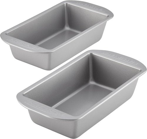 Farberware Bakeware Nonstick Meatloaf Pan Set - Two 9-Inch x 5-Inch Pans in Gray