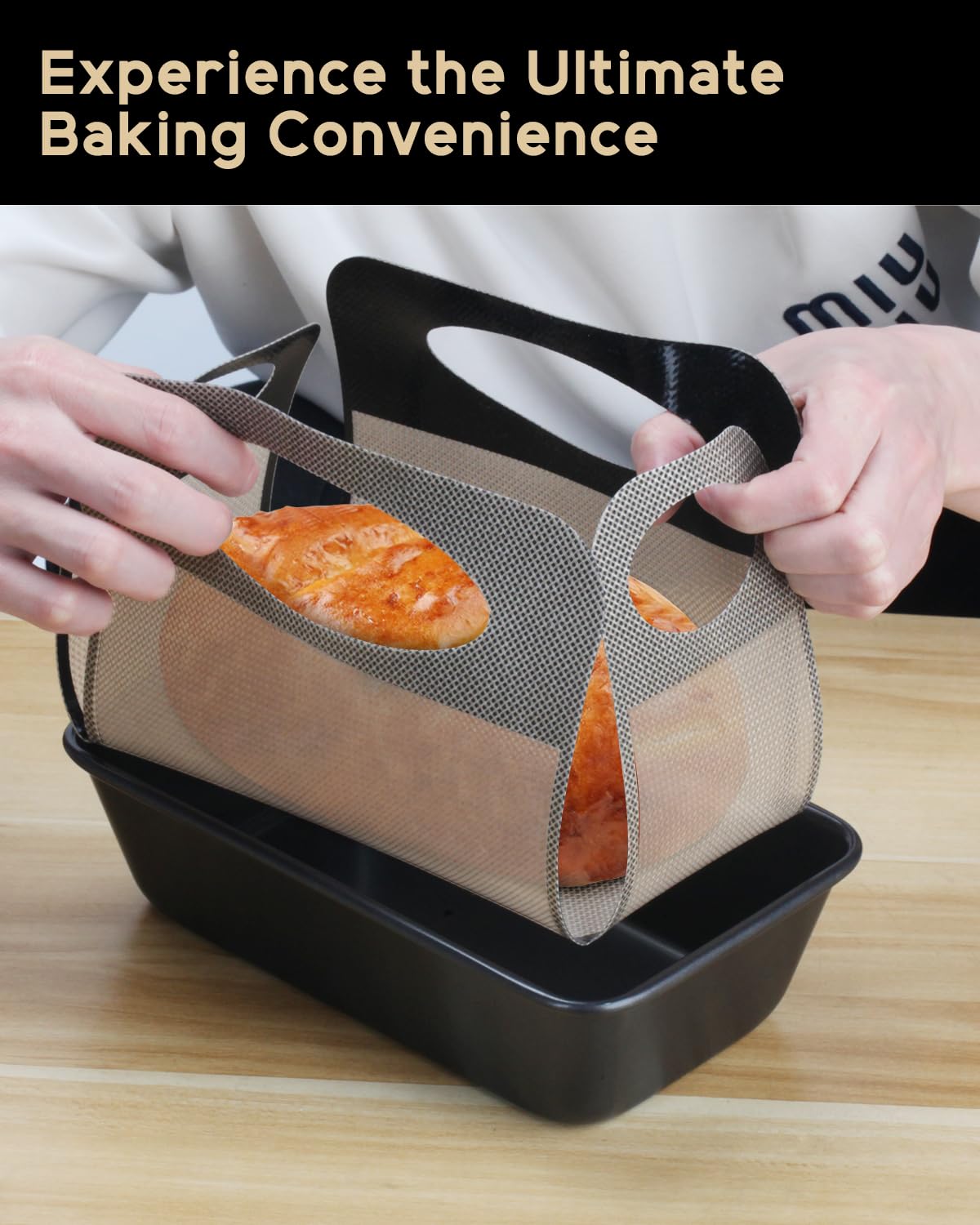 Reusable Silicone Bread Loaf Pan Liner, Food-Grade Silicone Bread Sling, Loaf Pan Lifters - Non-Stick & Easy Clean Dough Transfer Tool with 4 Handles - Best Fits 9x5" or 1.5lb Loaf Pans - Pack of 2