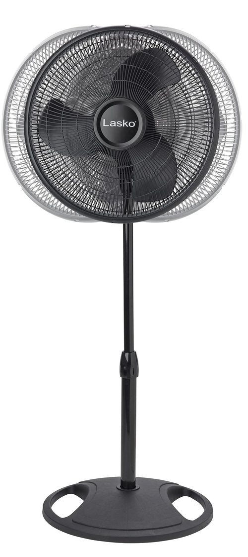 Lasko 2521 16 Inch 3-Speed Quiet Adjustable Tilting Wide-Area Oscillating Standing Pedestal Fan for Bedroom, Kitchen, Home, and Office, Black