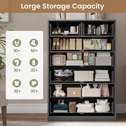 Tall 7 Drawer Dresser, Black Modern Chest of Drawers for Bedroom,Closet Dressers with Drawers for Living Room, Entryway, Hallway
