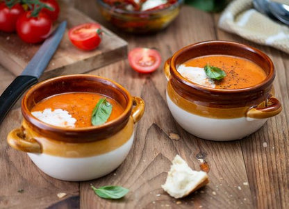 KooK French Onion Soup Bowls - Oven Safe Ceramic Crocks with Handles | Set of 4, 16oz & 18oz