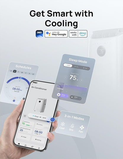 DREO 14000 BTU Portable Air Conditioner - 3-in-1 Cooling, Fan & Dehumidifier | Smart Control & Timer