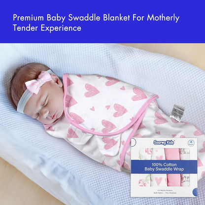 Skiennix Organic Baby Swaddle Sleep Sacks - 4-Pack Adjustable Cotton Wraps for Newborns (0-3 Months)