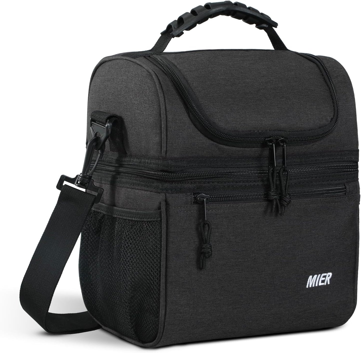 MIER Lunch Bag - Leakproof Insulated Cooler for Men & Women | Medium Dark Grey, 2 Compartments