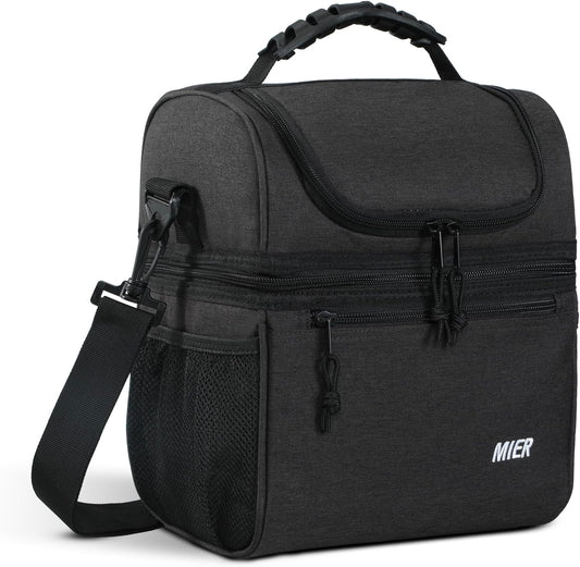 MIER Lunch Bag - Leakproof Insulated Cooler for Men & Women | Medium Dark Grey, 2 Compartments