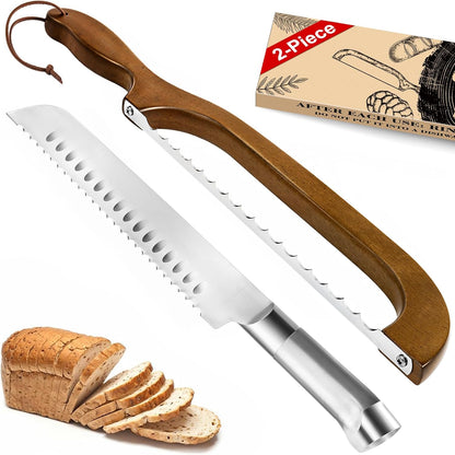 Skiennix Sourdough Bread Knife - Ergonomic Serrated Cutter for Easy Slicing | 2-Pack Set