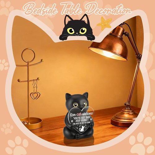 FOKCBOCM Con-Cat-ulations Desk Decor | Encouragement Gift for Graduates & Cat Lovers - Unique Collectible Figurine