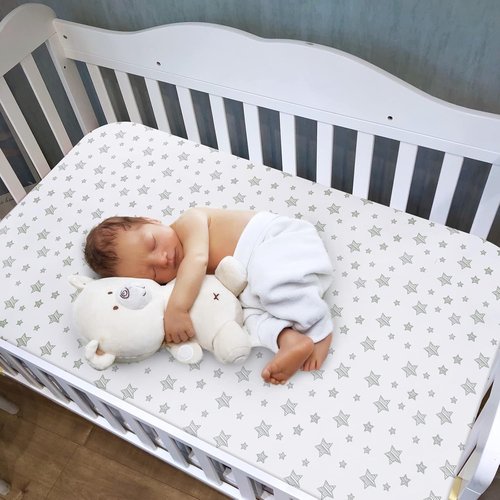 Crib Sheets for Boys or Girls - Soft & Breathable Fitted Sheets | 2-Pack for Standard Crib & Toddler Mattresses - Grey & White