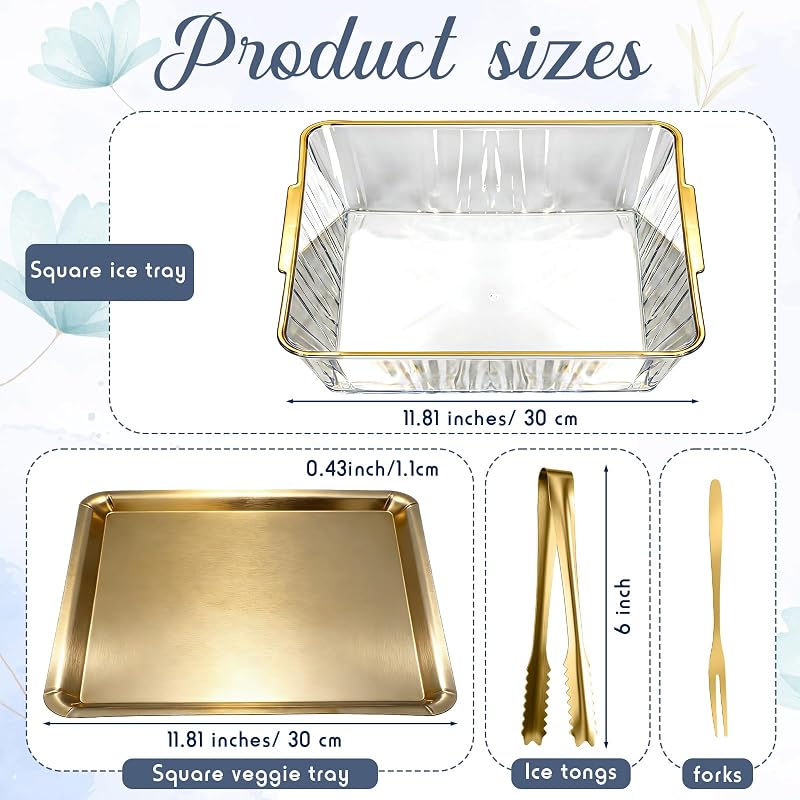 4-Set Chilled Serving Tray for Christmas Parties - 11.81" Gold (Variation: Gold+4+11.81")
