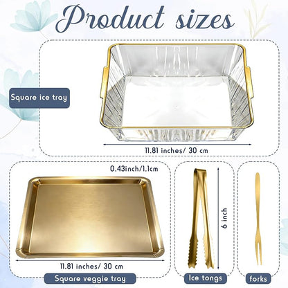 4-Set Chilled Serving Tray for Christmas Parties - 11.81" Gold (Variation: Gold+4+11.81")