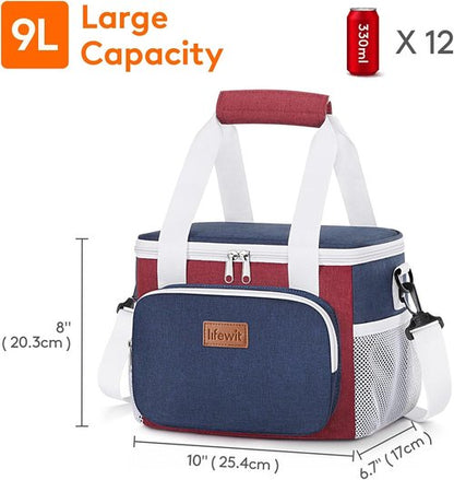 Lifewit Insulated Lunch Bag - Soft Cooler Tote for Adults | 12-Can Capacity, White & Red