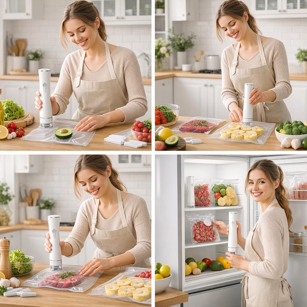 Preserve Compact Vacuum Sealer - Powerful Handheld Food Sealer with 30 Reusable Bags | Meal Saver