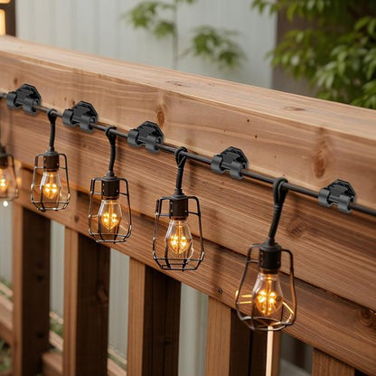 Lewufe Outdoor String Light Clips - Weatherproof Hooks for Hanging Christmas & Fairy Lights | 20 Pack, Black