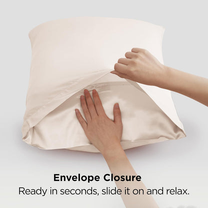 Bedsure King Size Satin Pillowcase Set - Silky Beige Pillow Cases for Hair & Skin, 20x36 Inches, 2-Pack
