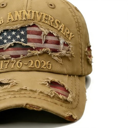 250 Anniversary USA Hat - Ripped Denim Baseball Cap for Men & Women | Celebrate 250 Years