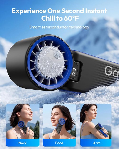 Gaiatop Portable Handheld Turbo Fan - 32H Cooling, 5 Speed, 6000mAh Rechargeable Mini Fan with LED Light