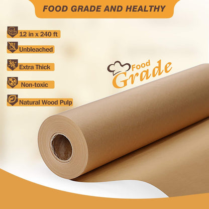 Unbleached Parchment Paper - Non-Stick Baking Roll, 12 In x 240 Ft for Cooking & Grilling