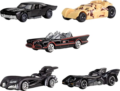 Hot Wheels Die-Cast Toy Cars - Set of 5 Batman 85th Anniversary Batmobile Replicas in Commemorative Packaging