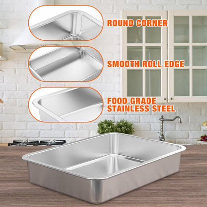 Onlyfire Stainless Steel Baking Pan - Versatile Rectangular Cookie Sheet for Baking & Grilling | 15.5” x 11.6” x 2.7”