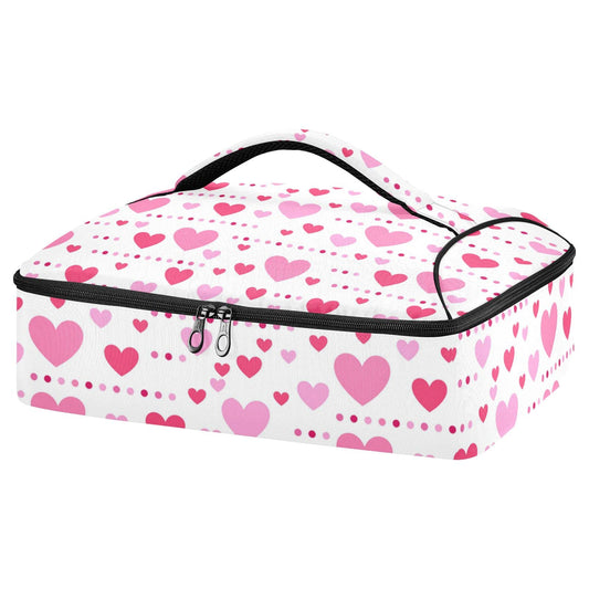 Kigai Romantic and Red Love Hearts Casserole Dish Carrier for Hot or Cold Food Storage,Insulated Casserole Carrying Case Perfect for Parties, Picnics and Camping; Fits 9” x 13”Baking Dishes