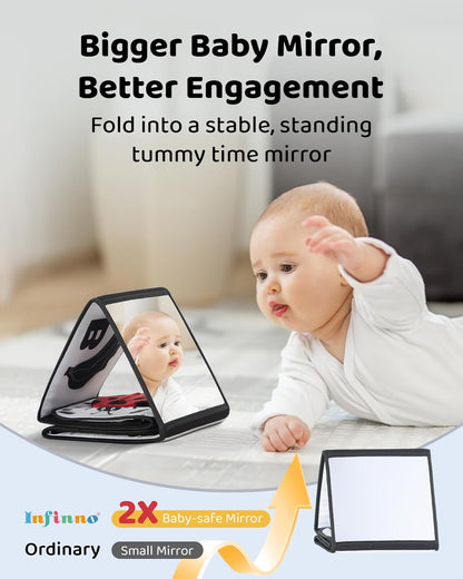 Skiennix Black and White Baby Books - Tummy Time Mirror & Sensory Toys for Infant Brain Development | High Contrast Montessori Toy for 0-6 Months