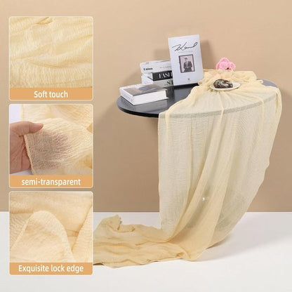 Beige Cheesecloth Table Runner - 35x120 Inches Rustic Boho Decor for Engagements & Baby Showers