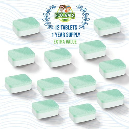 Eco-Gals Dishwasher Cleaner - 12 Tablets - 12 Month Supply - Unscented