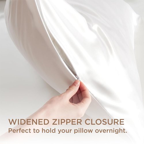 Bedsure 100% Pure Mulberry Silk Pillowcase - Cooling White Silk Case for Hair & Skin | Standard Size 20x26 Inches