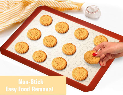 Wildone Baking Sheet Set - 4-Piece Stainless Steel Cookie Sheet with Silicone Mats | 18 x 13 Inch, Non-Toxic & Easy Clean