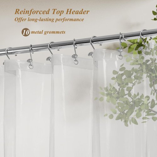 Mrs Awesome Clear PEVA Shower Curtain Liners with 3 Magnets, Water Proof Plastic Shower Liner for Bathroom or Shower Stall, 54x78