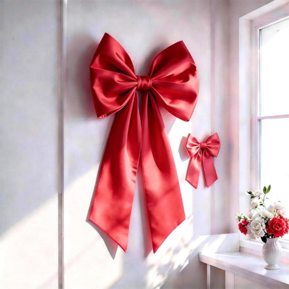 Red Bow Decor | 2 Pack Large & Small Coquette Room Backdrop - Perfect for Valentine's Day & Weddings