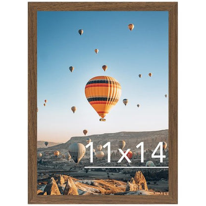 JCJMY 11x14 Picture Frame Brown for Wall Hanging, Wall Mounting Horizontally or Vertically, 11 x 14 Wall Gallery Poster Photo Frame with Shatter Resistant Plexiglass, Brown
