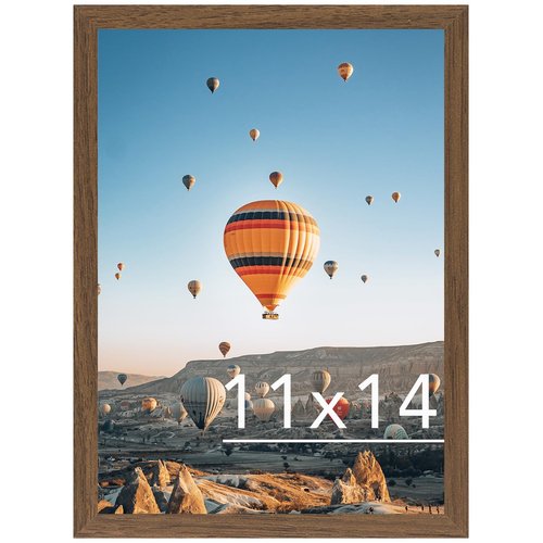 JCJMY 11x14 Picture Frame Brown for Wall Hanging, Wall Mounting Horizontally or Vertically, 11 x 14 Wall Gallery Poster Photo Frame with Shatter Resistant Plexiglass, Brown