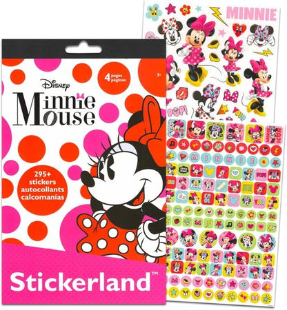 Disney Minnie Mouse Twin Bedding Set - Bundle with Bedspread, Flat Sheet, Fitted Sheet, and Pillowcase, Stickers, More Bedroom Decor Set